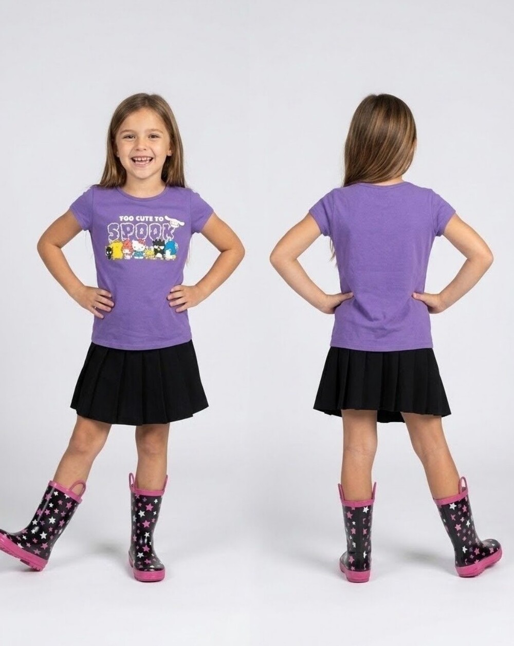 Sanrio Classic Vibrant Hello Kitty & Friends Graphic  Tee Girls Hallowe -Sz 7-8​